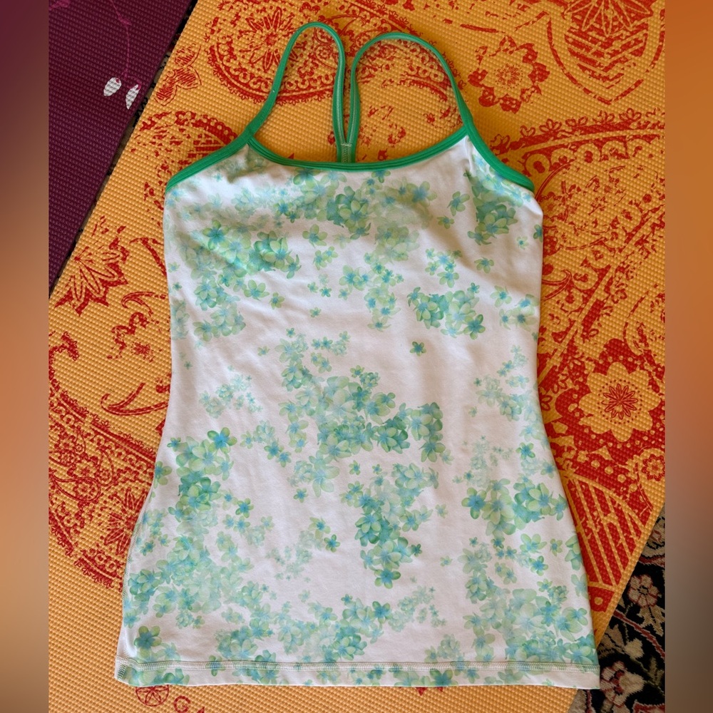 Lululemon Athletica Green Floral Camisole